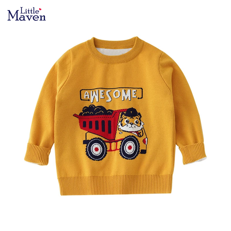 

Новинка 2022, Модные осенние Топы для маленьких мальчиков Little maven, свитер с тигром, детская повседневная одежда для детей