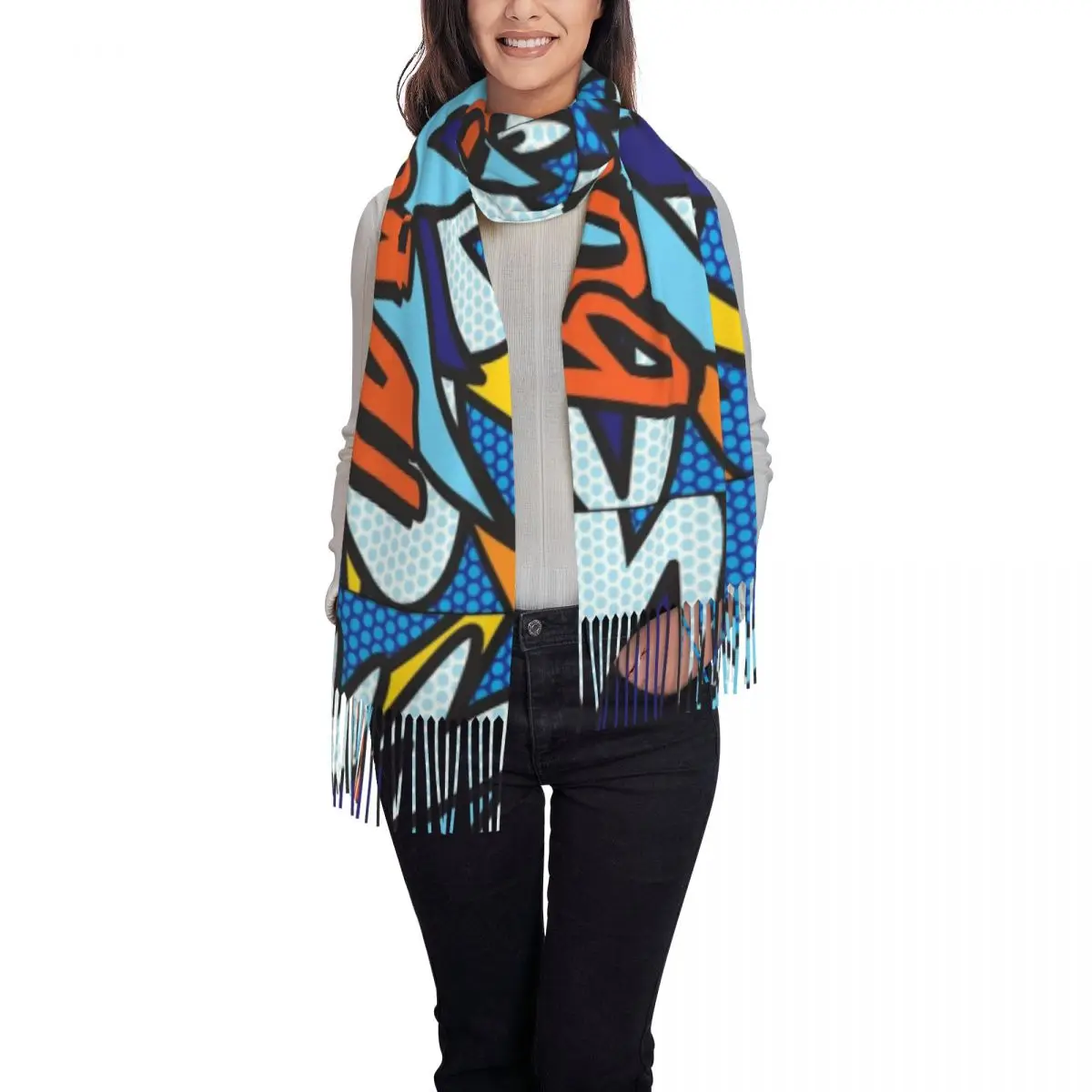 Женский Длинный шарф в стиле Ретро с кисточками