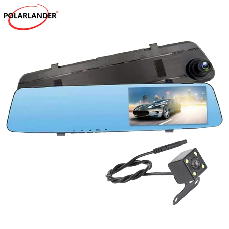 

Rearview Mirror Driving Recorder Front & Rear Dual Recording Night Vision IPS Screen 4.5 Inch 170 Degrees With 5-pin 4LED Camera