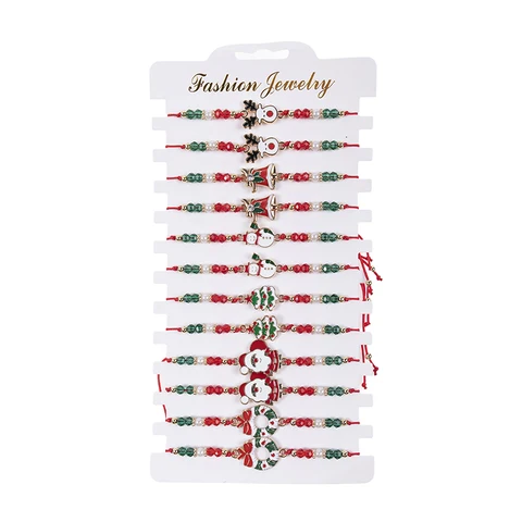 12 шт./набор, новогодний браслет с подвесками