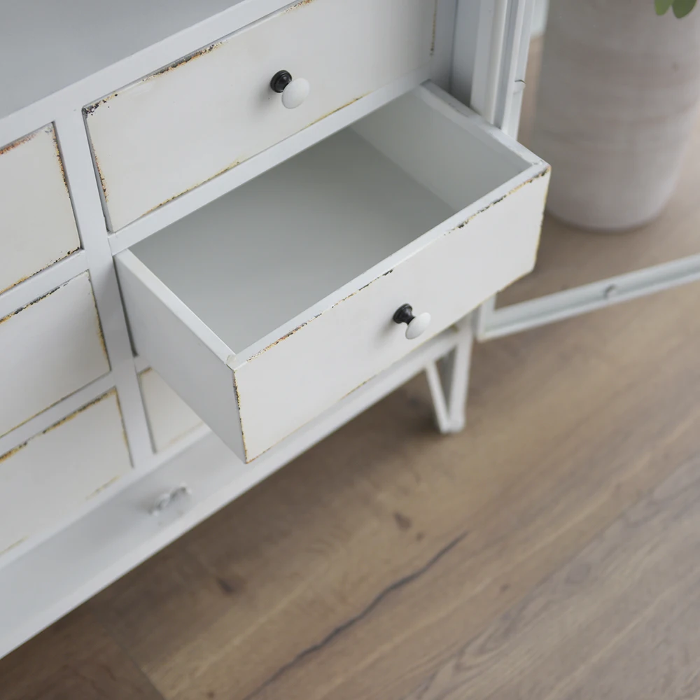 Шкаф GZ010 из кованого железа в французском стиле белый стеклянный буфет для