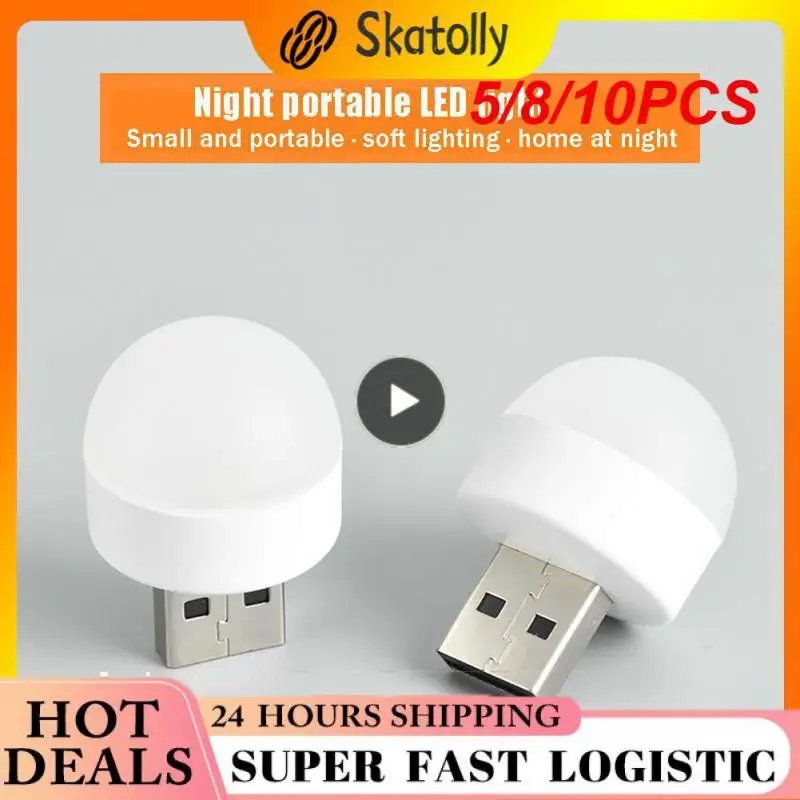 

5/8/10PCS Portable LED Light Mini Night Light USB Charging Camping Mobile Power Charging Small Book Light Eye Protection Reading