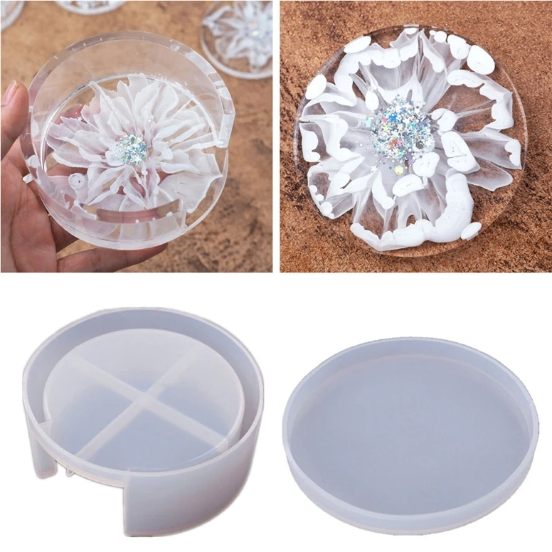 

5Pcs Coaster Molds with Coaster Storage Box Mold Kit Epoxy Resin Molds for Resin Cups Mats Home Decoration Resin Crafts