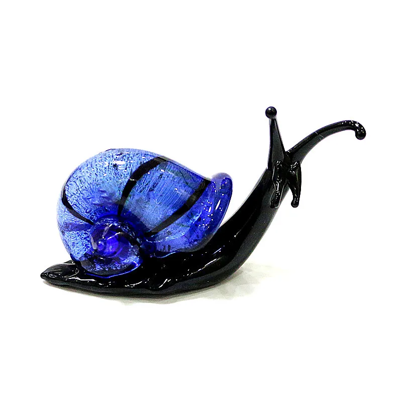 

Silver Foil Murano Glass Snail Mini Figurines Craft Ornaments Cute Animal Collection Home Garden Decor New Year Gifts For Kids