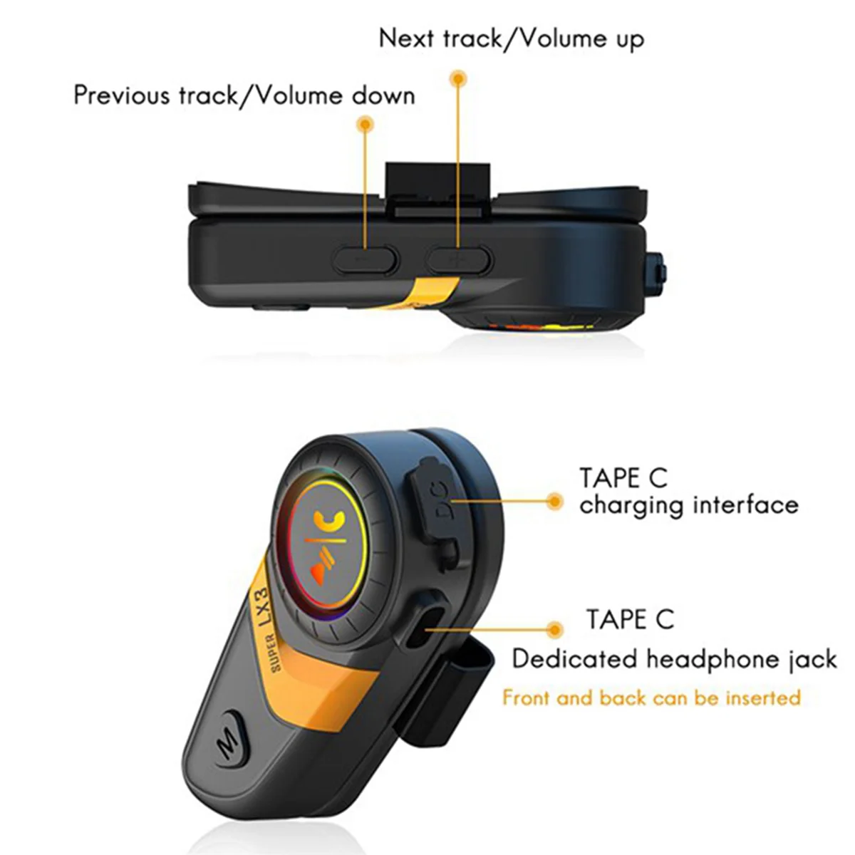 

Bluetooth-гарнитура для шлема LX3, 1200 мАч, с мягкой линией