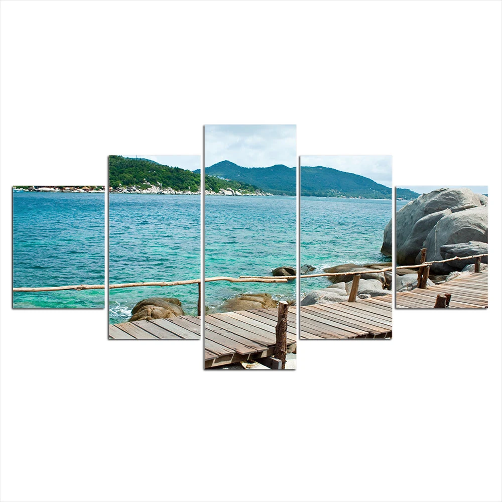 HD Печатный 5 шт. Холст Искусство красивое море берега бордэй Живопись стены картины для гостиной Современные Бесплатная доставка CU-2021A