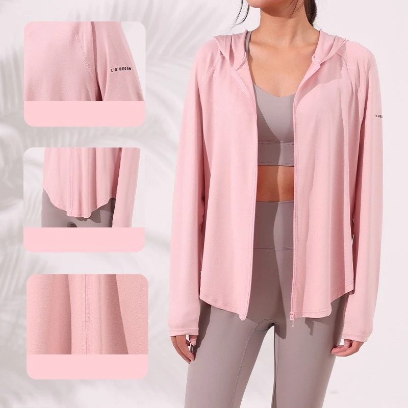 Легкая дышащая женская спортивная куртка с длинным рукавом быстросохнущая для