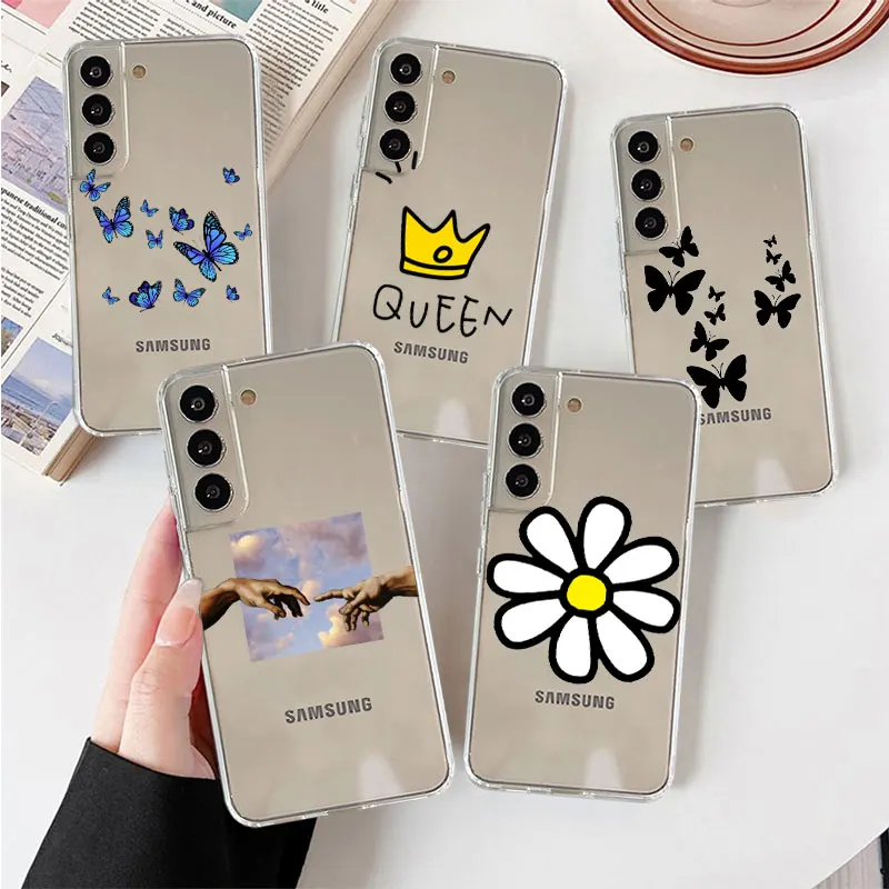 

Flowers Heart Clear Case For Samsung Galaxy S20 S22 Ultra S21 FE S10 S9 Plus Note 20 Ultra 10 Lite 9 Soft Phone Shell