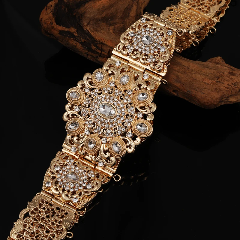 

Morocco Women's Belt Arab Muslim Wedding Jewelry Gilded Metal Women's Abaya Belt Adjustable Chain Wedding Belt