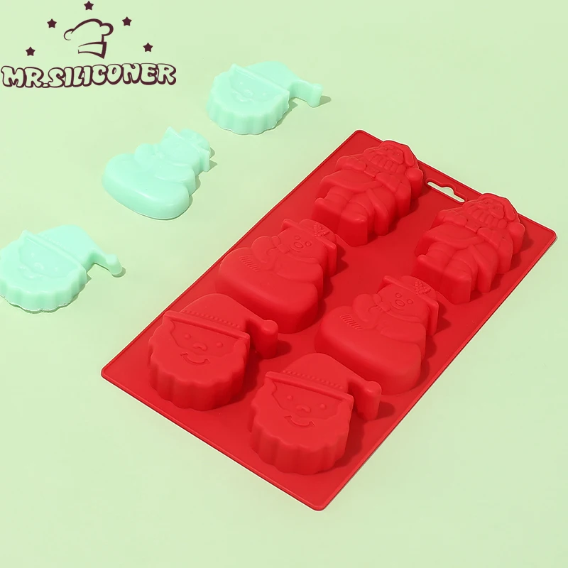 

Silicone Mold Series Cake Mould Snowman Santa Handmade Soap Molds Elk Snowman Santa Claus Bells Aroma Wax Mould 6 Hole Christmas