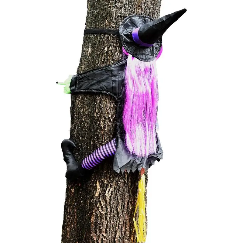 

Halloween Crashing Witch Tree Decoration Halloween Light Up Hanging Decorations With Glowing Flying Witch Halloween Decor Prop