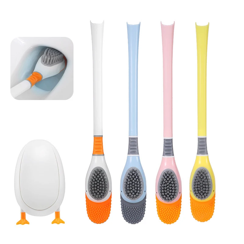 

Toilet Brush for Bathroom with Base Creative Duck Shape Silicone Soft Bristles Brush with Holder Set for Toilet Cleaning Tools