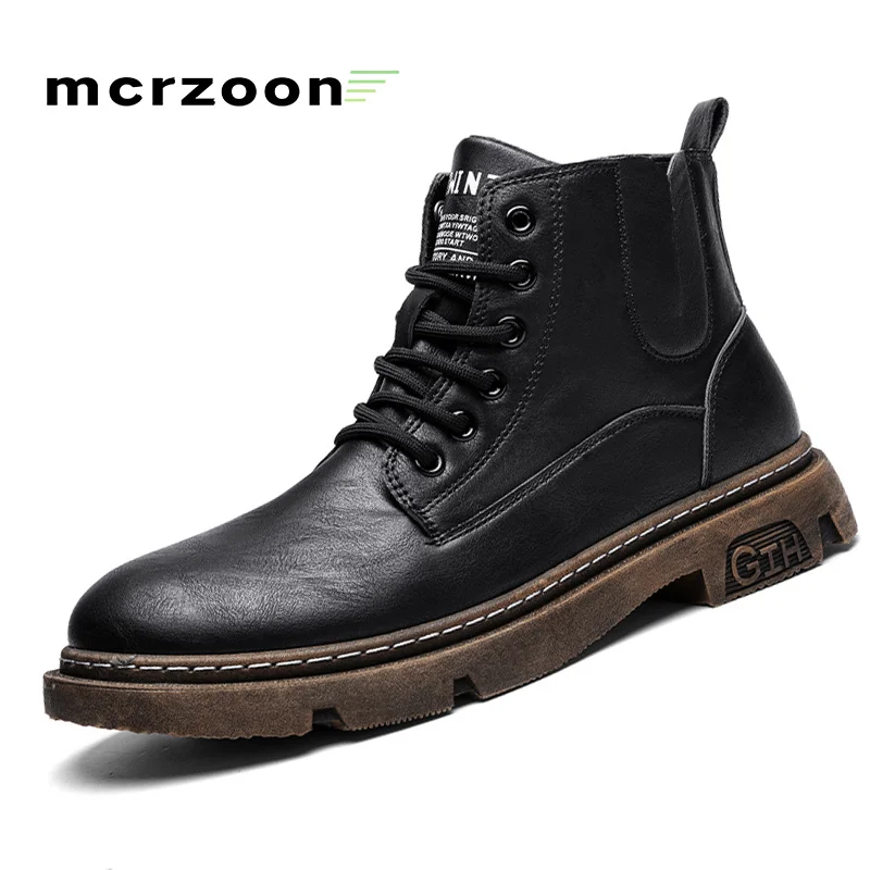 

Men's Martins Boots Genuine Leather Retro Tooling Boots Casual Male Winter Work Shoes Motorcycle Ankle Boots Man Snow Boots