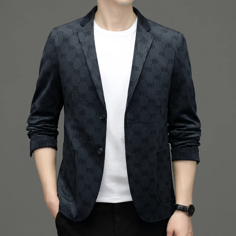 

Top Grade Traceless New Brand Designer Casual Fashion Suit for Men Classic Expensive Blazer Jacket Print Coat Men's Clothing