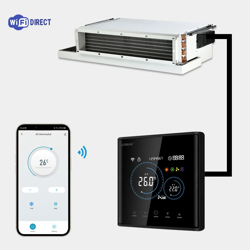 Фото Умный беспроводной термостат с катушкой вентилятора, HVAC, Wi-Fi, цифровой комнатный термостат, контроллер Modbus для блока катушки вентилятора №1