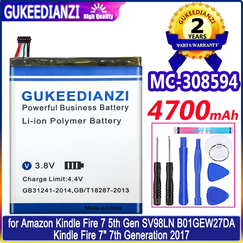 

Bateria 4700mAh MC-308594 Battery For Amazon Kindle Fire 7 5th Gen SV98LN B01GEW27DA Kindle Fire 7" 7th Generation 2017 Battery