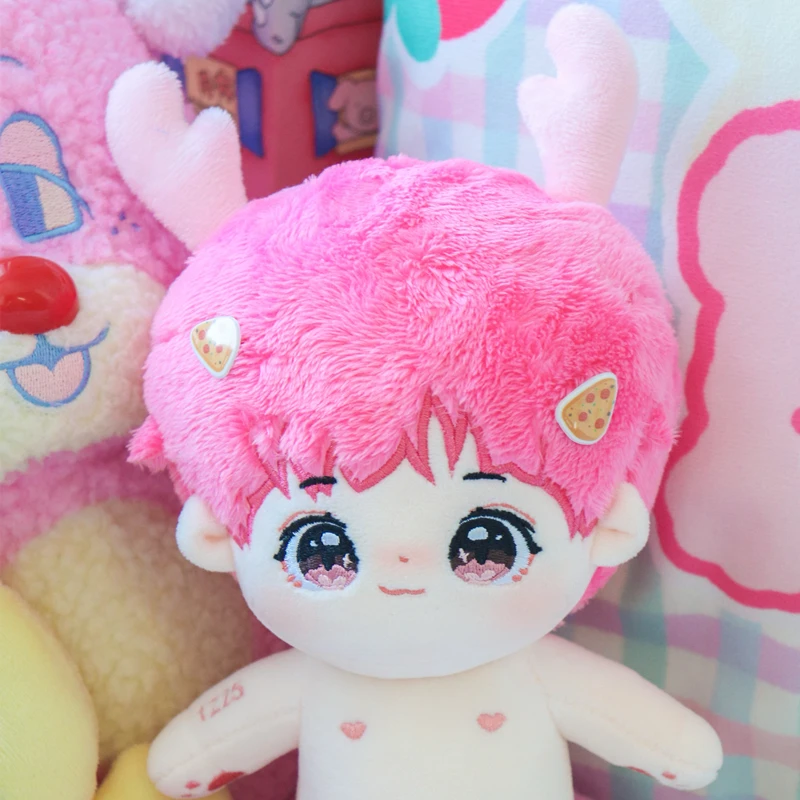 

Idol Star Cute No Attribute Plush Pink Hair Cotton 20cm Dragon Horn Boy Doll Body Toys Change Clothes Plushie Fans Xmas Gift