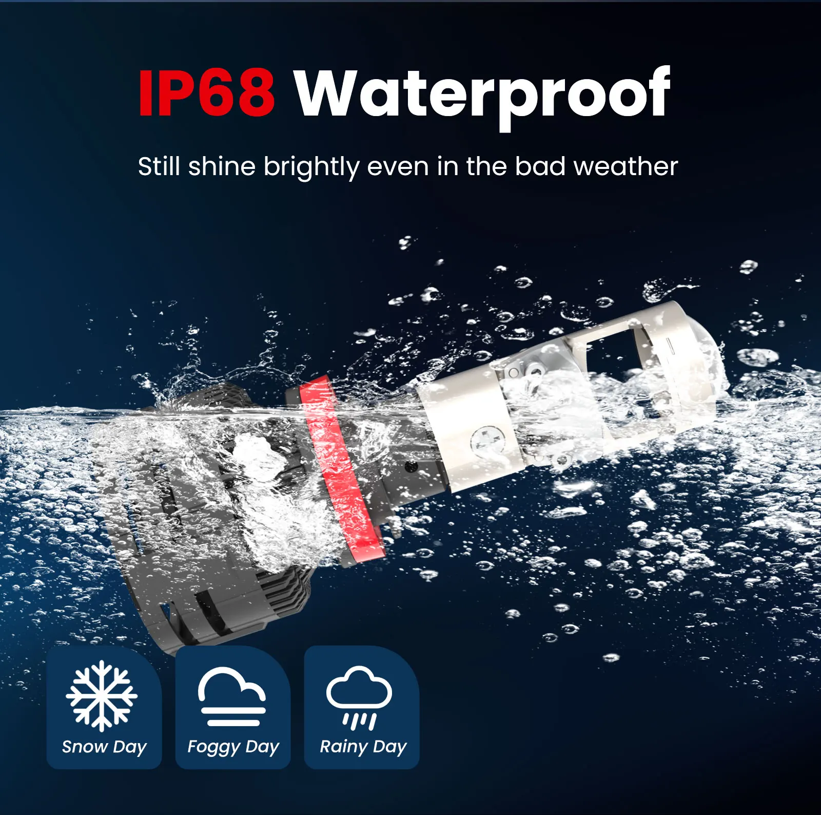 Фото ISAMUTO FE751L Светодиодная фара H8 H9 H11 PGJ19-2 с линзовым вентилятором 12-35 В 130 Вт 7000 К 18000 лм Белая автомобильная лампа + 800% яркость (пара) №3