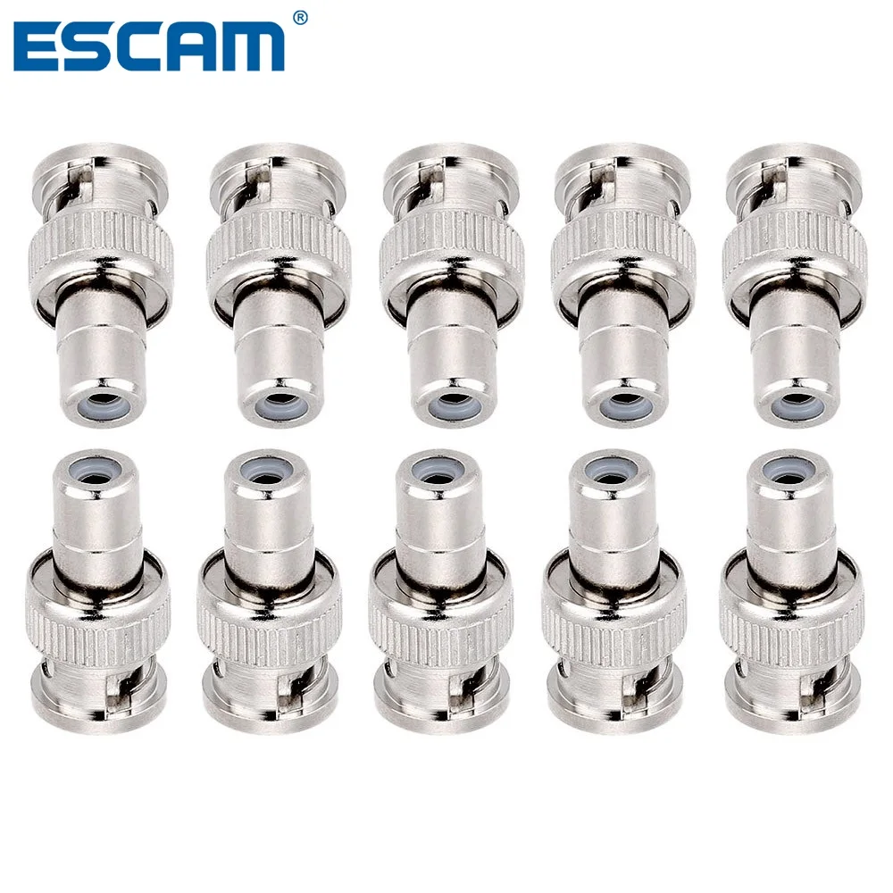 

escam 10pc/lot BNC Male Plug To RCA Female Jack Adapter Connector Coaxial CCTV Durable