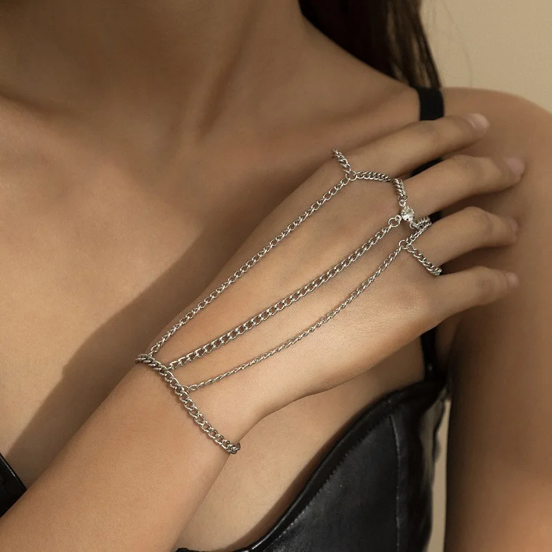 Женский винтажный браслет-цепочка серебряного цвета в стиле панк-рок - купить по