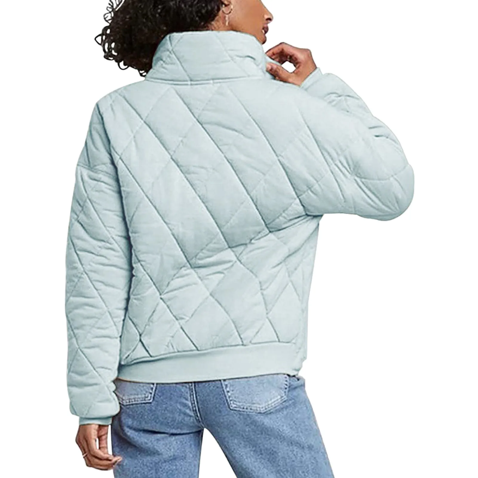 

Womens Petite Womens Casual Lightweight Quilted Jacket Long Sleeve Oversized Warm Winter Button Coat with Coat Jacket Women Long