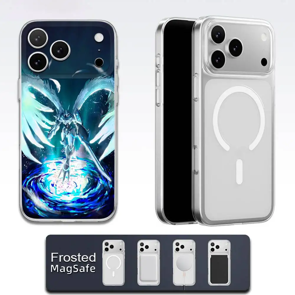 Фото O-Omnimon для iPhone 17, 16, 15, 14, 13, 12, 11, Pro, Max, Plus: Прозрачный белый чехол для телефона с магнитной беспроводной зарядкой №4