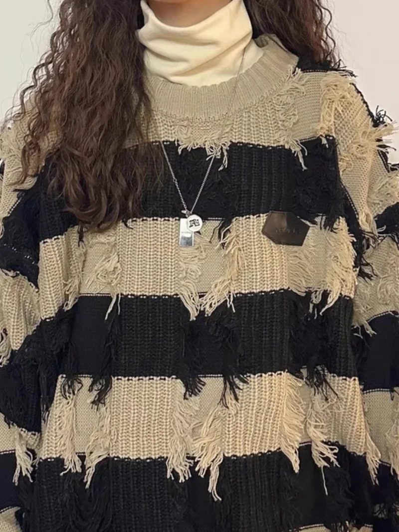 Вязаные свитера Vinateg с кисточками в стиле панк Sweet Cool Y2k эстетичная уличная одежда