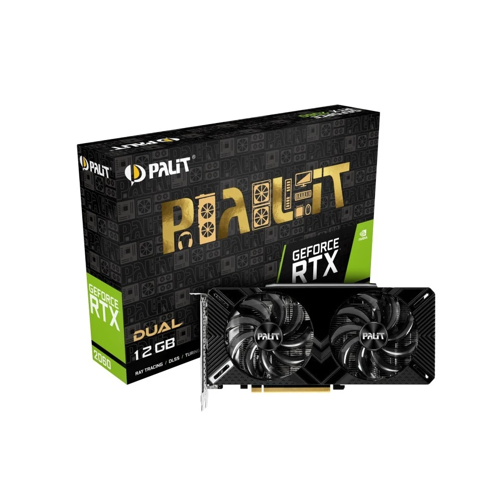 Видеокарта Palit Nvidia GeForce RTX 2060 Dual 12GB GDDR6 PA-RTX2060 NE62060018K9-1160C для компьютера, офисных компонентов, игрового ПК.