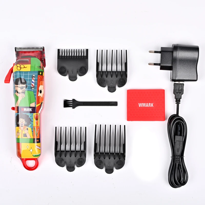 NEW WMARK NG-128 Doodle Design Rechargeable Hair Clipper Cartoon Style Professional Cord & cordless