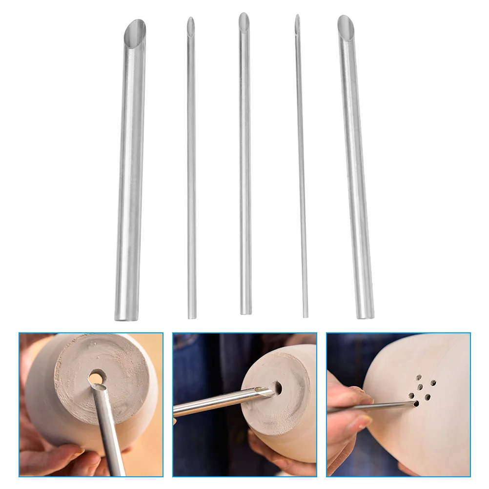 

5 Pcs Hole Punch Pottery Clay Tool Sculpture Stainless Tea Kettle Ceramic Teapot Trimming Tools Circular Supplies