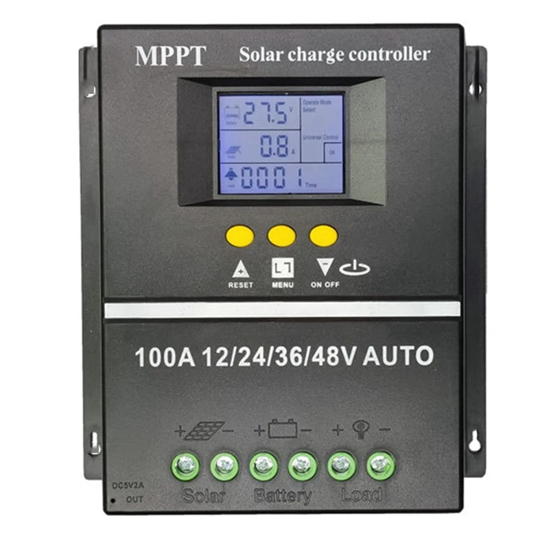 

Контроллер заряда солнечной батареи MPPT/PWM 12 В/24 В/36 В/48 В, автоматический контроллер заряда солнечной батареи с ЖК-дисплеем и двойным USB А