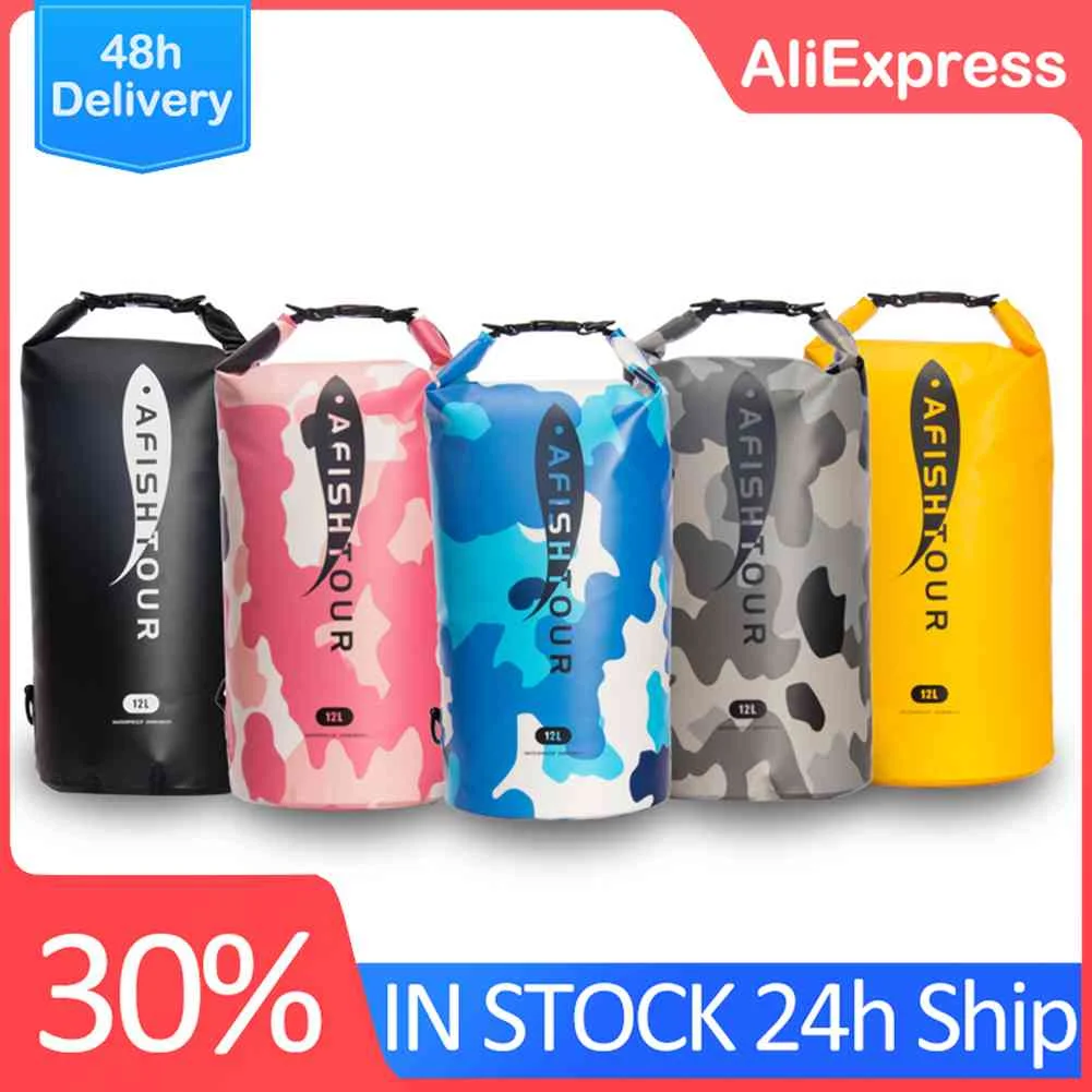 

12L Outdoor Waterproof Dry Backpack Water Floating Bag Roll Top Sack Kayaking Rafting Boating Swiming Bucket Dry Bag