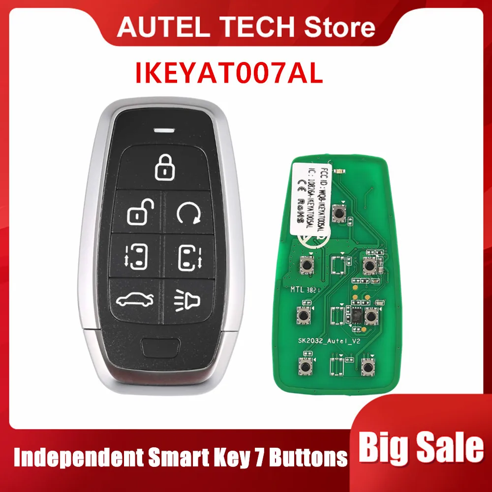 

Независимый ключ AUTEL с 7 кнопками, универсальный умный ключ IKEYAT007AL для программатора ключей Autel IM608, инструмент для автоматической диагностики
