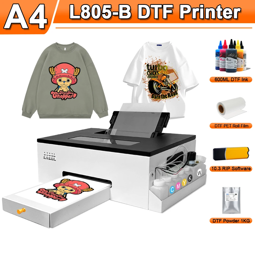 Принтер A4 DTF для печати на футболках EPSON L805 A4 DTF переносной принтер с комплектом преобразования DTF для футболок шляп джинсов толстовок