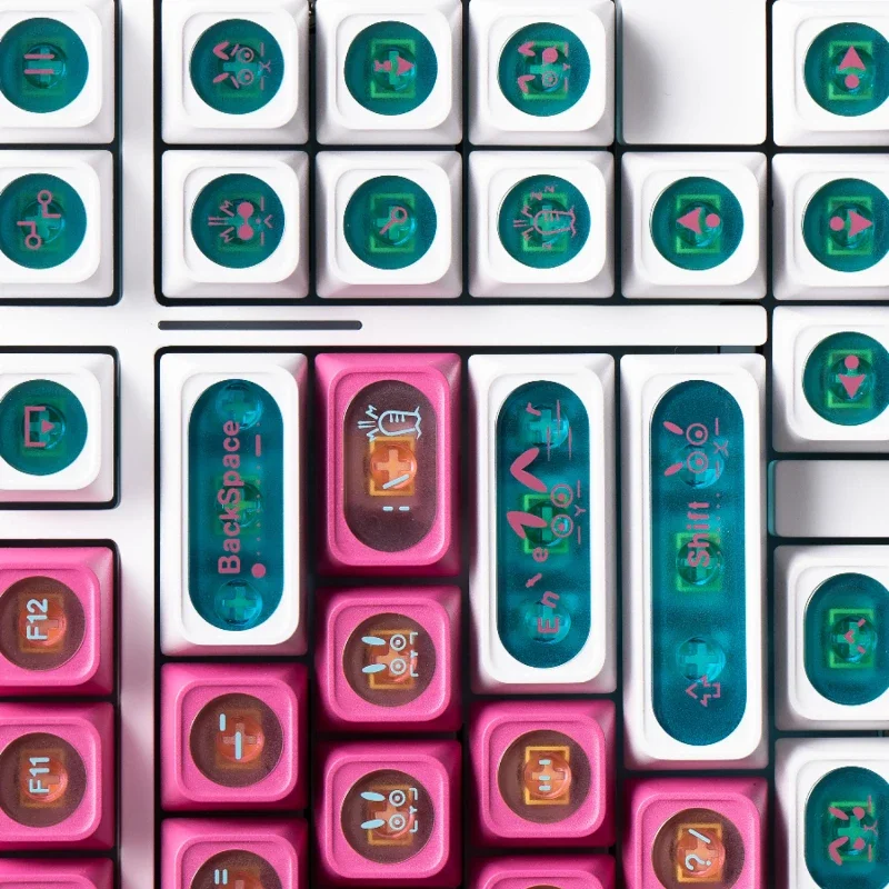 Набор клавиш с изображением кролика из тюбика PBT PC прозрачный розовый фон