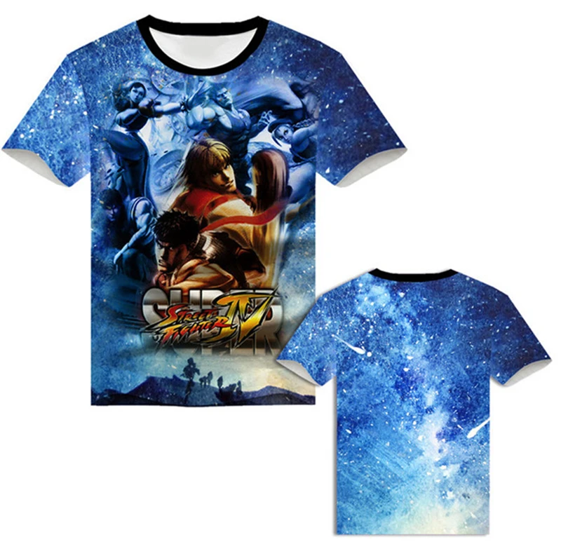 

Street Fighter Men's Short Sleeve Graphic T-shirt Youth Summer Fashion Clothing Y2k Casual Fashion Game Cartoon Tops Tees Tshirt