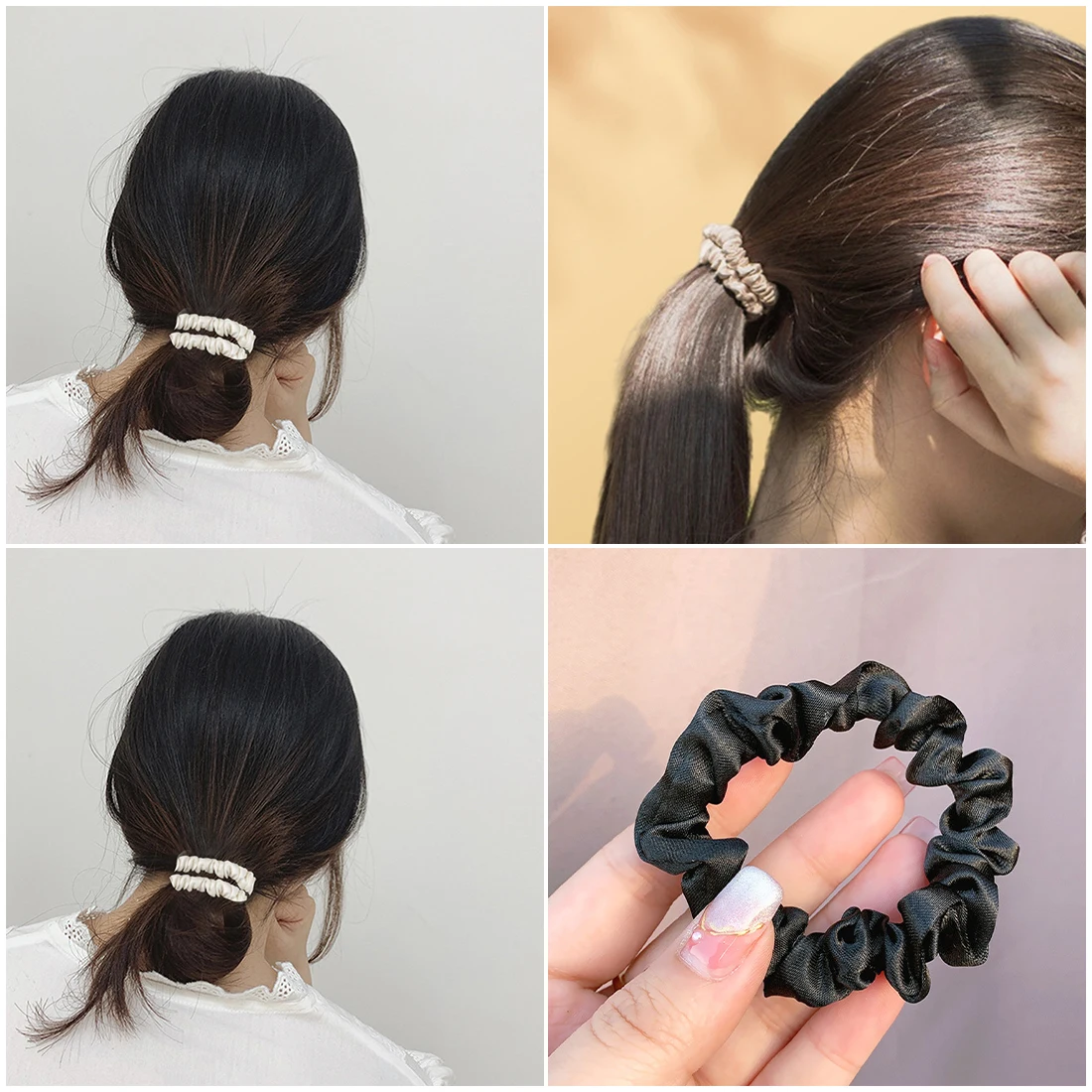 

1pc Pure Silk Elastic Hair Band Solid Color Scrunchies Women Girls Ponytail Holders Chic Hair Rope Fashion Hair Accessoires