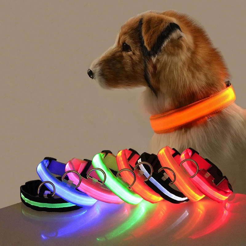 

LED Dog Collars Light USB Rechargeable Adjustable Flashing Luminous Collar Night Anti-Lost For Dogs Night Safety Glowing Collar