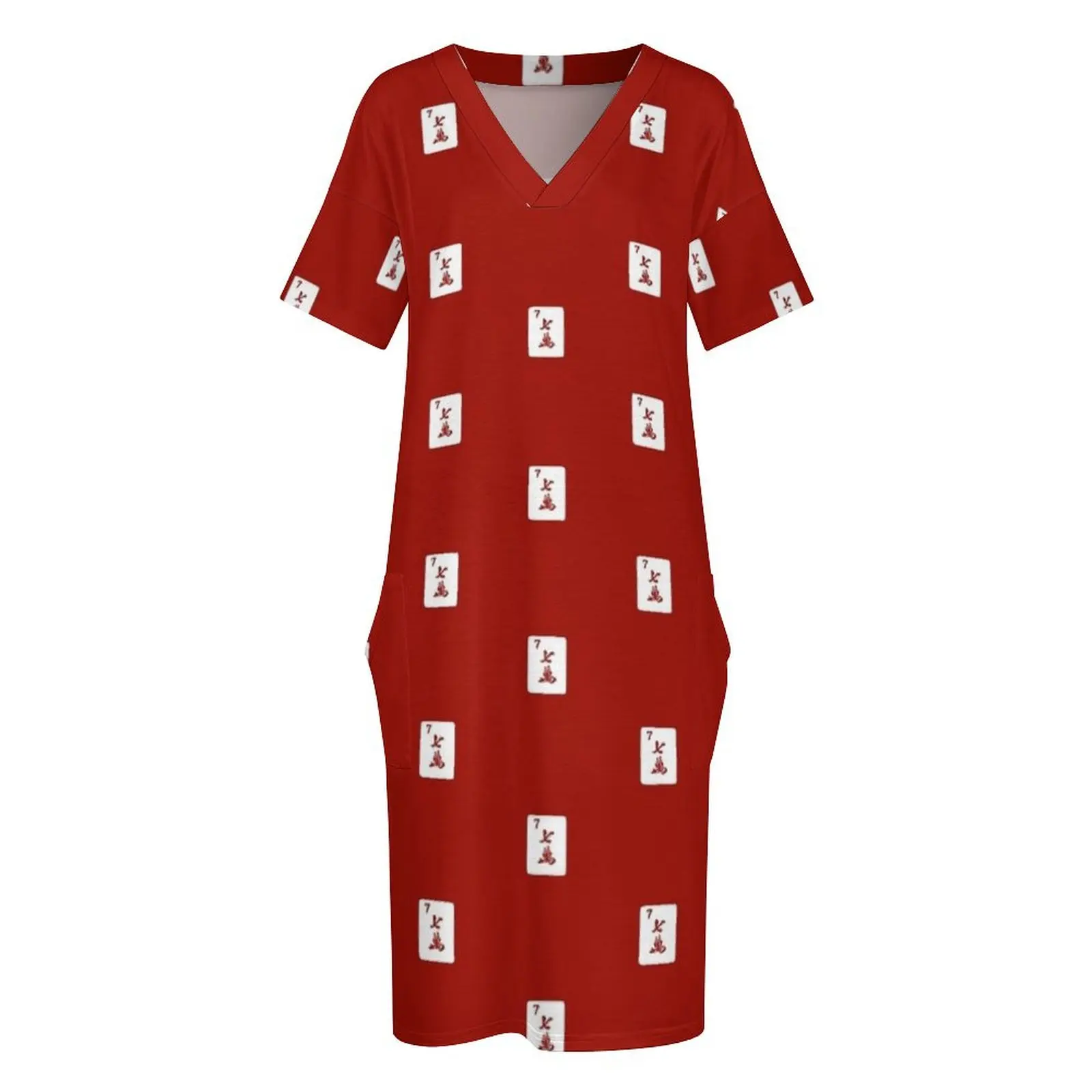 Счастливчик Семь # 3 ~ свободное платье с карманами серии Mah Jongg платья для женщин