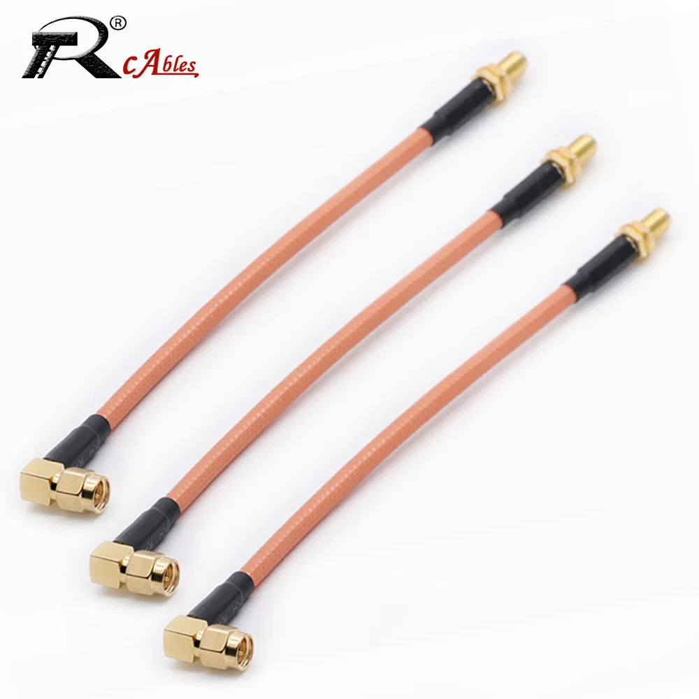 

RF Coaxial RG400 Double Shielded Cable SMA Female Jack to SMA Male Right Angle Plug Connector RF Coaxial Pigtail Jumper Adapter