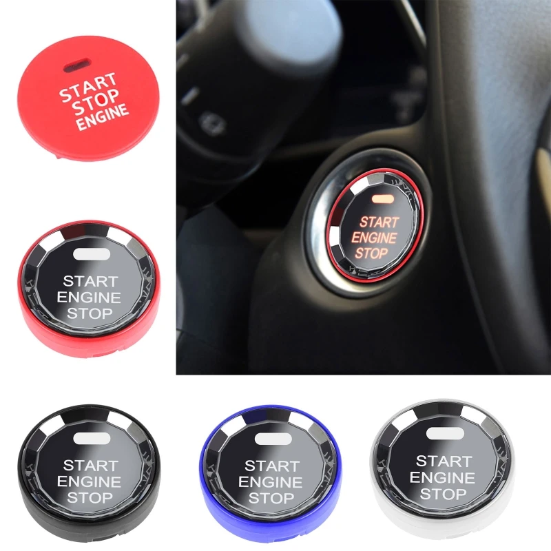 

Car Crystal Rhinestone Engine Start Ring Decals Rhinestone Cover Sticker Ignition Protective One Key Start Button D7YA
