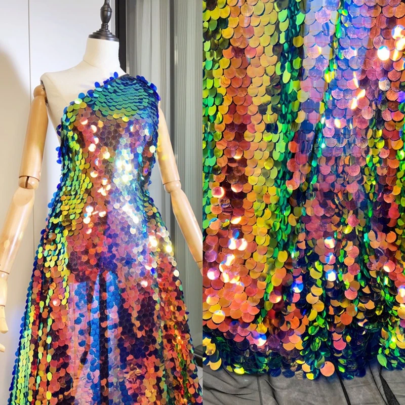 1 ярд сетчатая вышивка блестящая лазерная ткань с блестками для свадебного