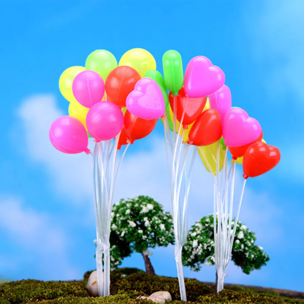 

1 Bunch Decorative Colorful Heart Ballons Garden Bonsai Decor Cake Decor Miniature Landscape Ornaments