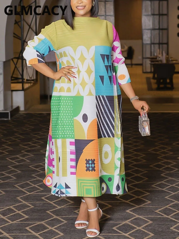 

Women Jigsaw Puzzle Printed Half Sleeve Casual Loose Midi Dress