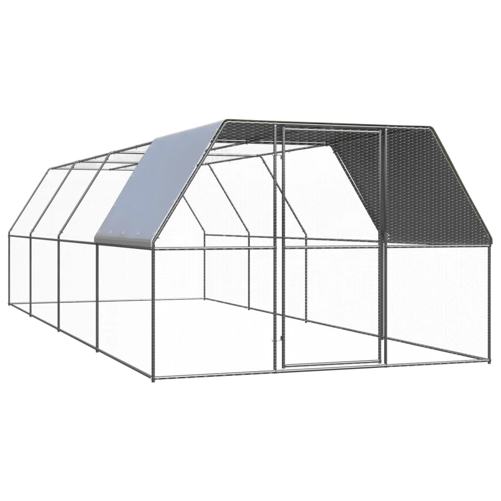 

Outdoor Chicken Cage,Small Animal Supplies, 3x8x2 m Galvanised Steel