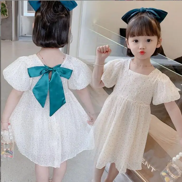 

Wholesale 2022 Baby Girls Fashion Summer Back Butterfly Dress, Princess Kids Cute Clothing 5 pcs/lot hnq 198272