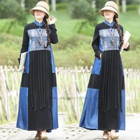 2022 traditional cheongsam chinese vintage qipao retro flower print dress elegant folk dance dress stand collar women long dress