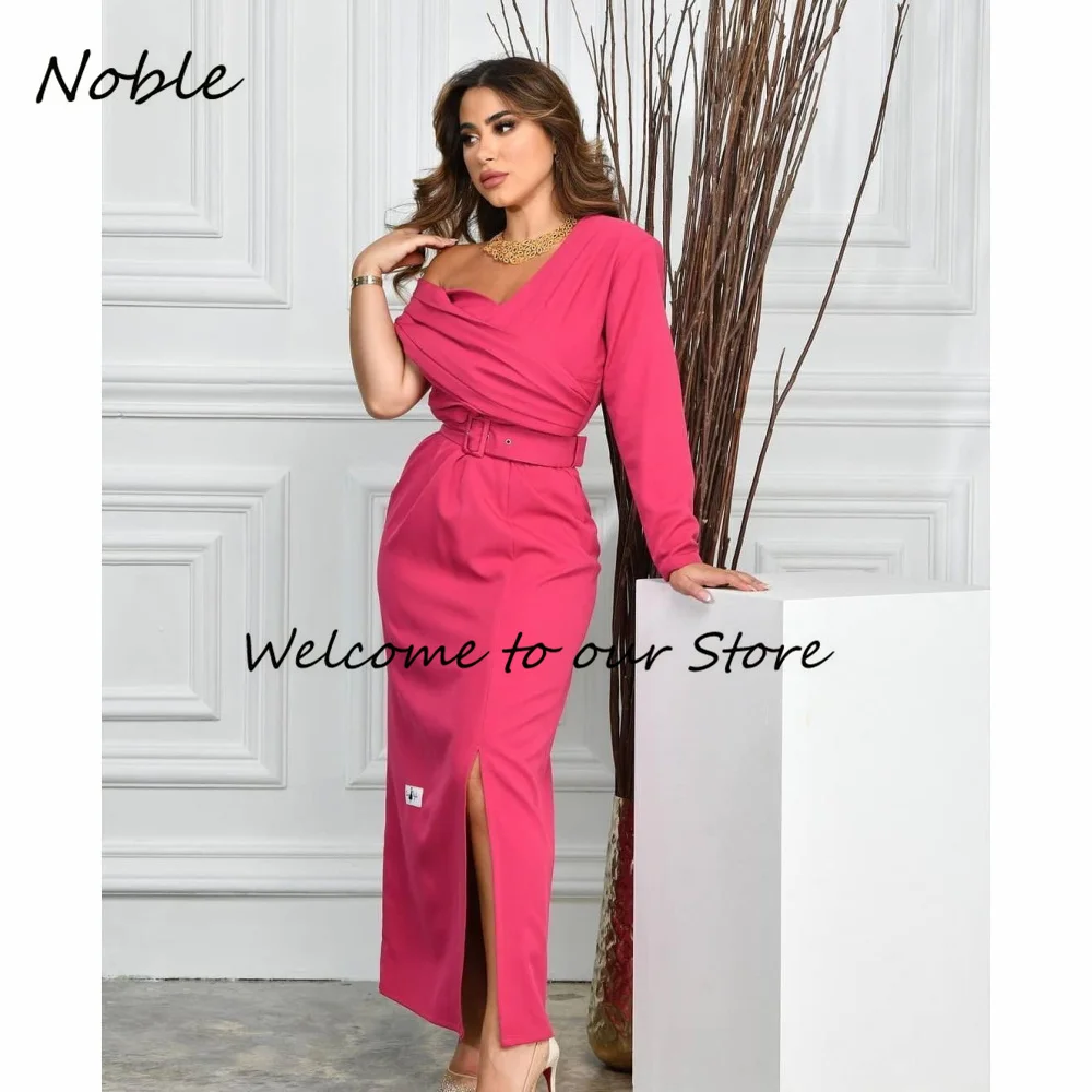 

Noble Elegant Ankle-Length Formal Occasion Gowns Off The Shoulder Evening Dress Pleated Party Dress for Women Long Prom Gown