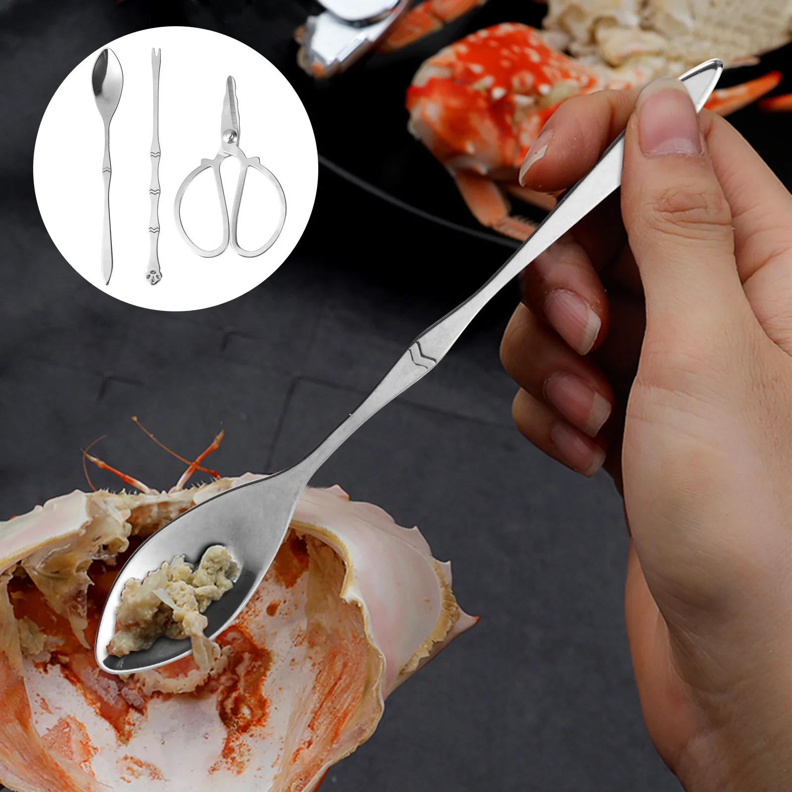 

1 Set Practical Seafood Eating Tools Crab Fork for Crab Seafood