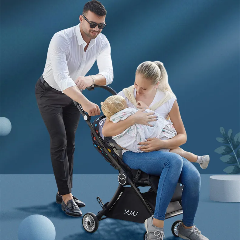 Two-way Baby Stroller One Button Auto Folding Portable Pushchair Lightweight Pram Baby Carriage for Newborn Infant Stroller